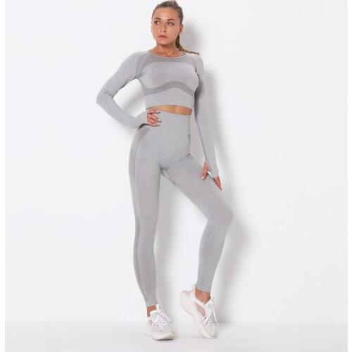 2020 seamless knitted hip lifting elastic Yoga suit running fast dry training tights suit