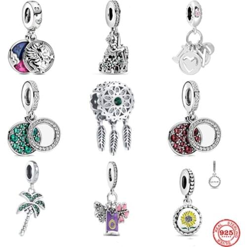 2021 New 100% Real 925 Sterling Silver Castle Unicorn Sunflower Bead Fit Original Pandora Bracelets DIY Jewelry For Women Gift