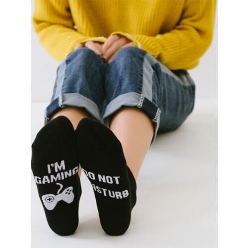 3pairs/lot men socks funny socks happy sports cotton sokken letter do not disturb I'am gaming morap ankle sock marvel meias