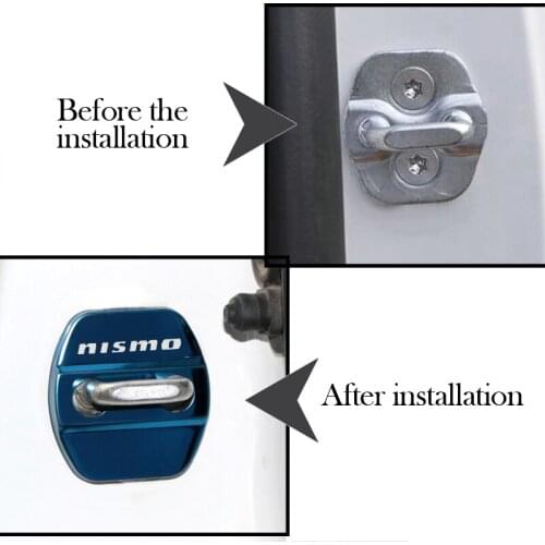 4pcs Car-Styling Door lock Cover Car Emblem Fit For Nissan Nismo Qashqai Skyline X-Trail Accessories Stainless Steel Car Styling