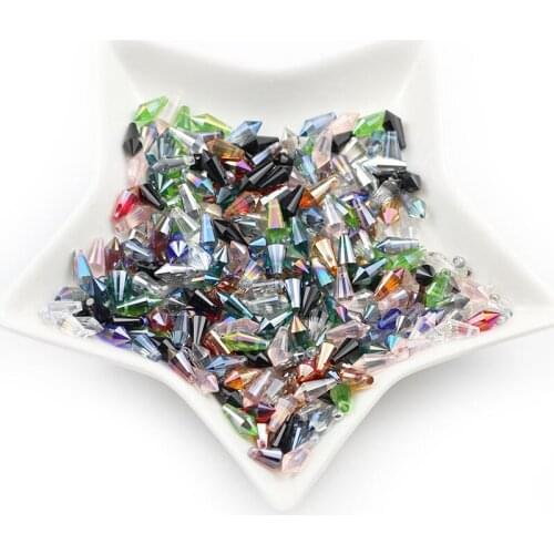 50Pcs waterdrop teardrop Austrian Pendant crystals 5.5*11mm Transparent Glass Loose Beads For Jewelry Mkaing DIY Accessories