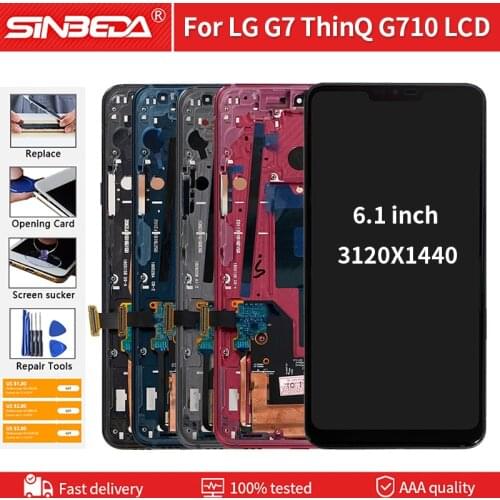 6.1" For LG G7 LCD Display Touch Screen Digitizer with Frame For LG G7 ThinQ G710 G710EM G710PM G710VMP LCD For LG G7 Display