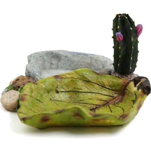 Aquarium Decor Crawler Double Feeder Bowl Basin Resin Food Water Pot Reptile Turtle Tortoise Scorpion Lizard Crabs Pets Supplies