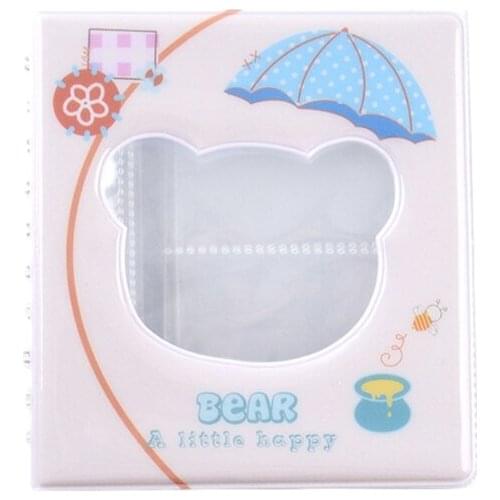 QX2E Cartoon Bear Shape Hollow 3" Photo Album 68 Photos Memory Books Horizontal