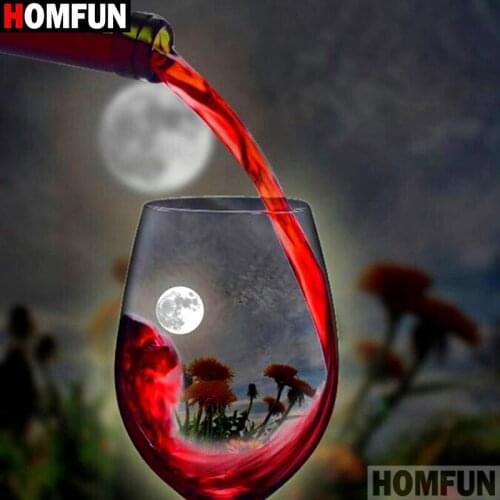 HOMFUN Diy Diamond Painting Cross Stitch Set "Wine glass scenery"Home Decor Square Round Diamond Embroidery 5D Needlework A12885