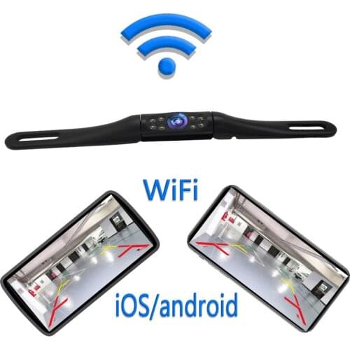 Anstar Car Wifi Rear View Camera 8 LED Light Car Licence Plate Wifi Rearview Camera Night Vision Backup Reversing Car Camera