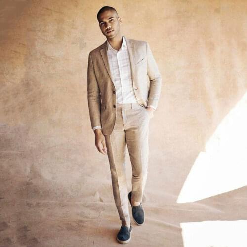 Beige Suit Men 2019 Groom Tuxedo Men‘s Classic Suits Latest Coat Pants Design Costume Homme Slim Fit Terno Masculino 2Piece