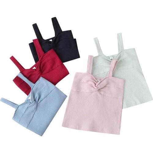 0-3Y Summer Infant Baby Girls Vest Tops Bowknot Solid Sleeveless Pullover Vest Shorts Tops 4 Colors