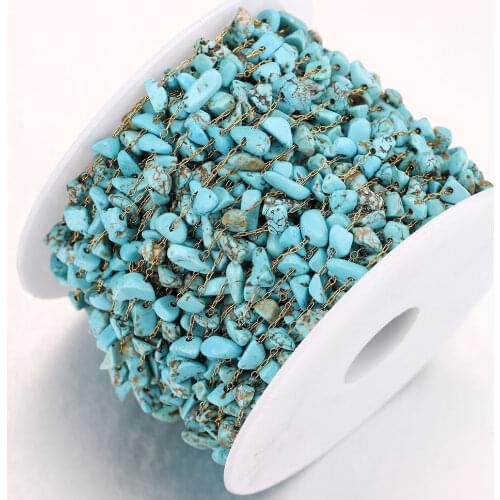 1 Meter Natural Stone Stainless Steel Chains Turquoise for Necklace Bracelets DIY Jewelry Making Supplies Findings Wholesale