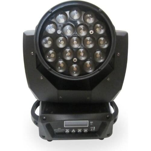 Cheap disco stage lighting equipment 19*12W 4 in 1 RGBW led zoom moving head wash disco light for dj equipment warm white color