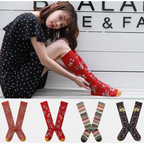 Women Men One Size Under Knee Socks Colorful Student Socks School Party Street Dancing Cotton Socks 1Pair