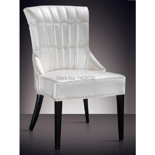 European and American style comfortable white upholstered dining chair LQ-L8976