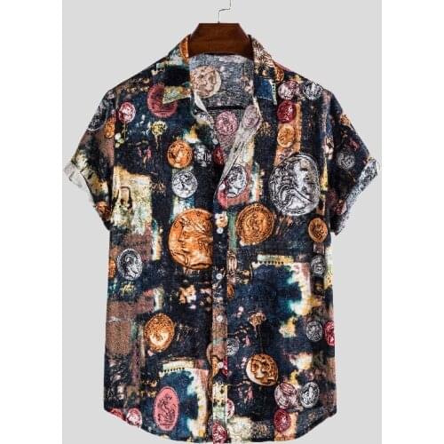 Mens brand new personalized fashion business casual printed Hawaiian shirt shirt short sleeve shirt men shirts streetwear