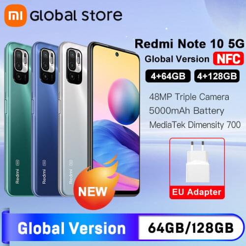 Global Version Xiaomi Redmi Note 10 5G NFC 4GB 64GB/4GB 128GB Smartphone Dimensity 700 90Hz Display 48MP Camera 5000mAh