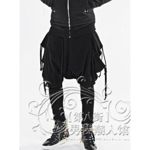 Hot 2020 New Casual Harem Pants Boot Cut Pants Low Crotch Plus Size Male Singer Stage Costumes Hairstylist Nightclub Trouser