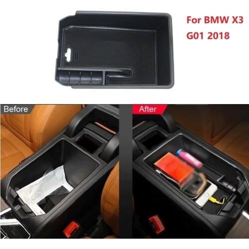 Car Interior Center Central Glove Storage Box Armrest Boxes For BMW X3 G01 2018 Organizer Tray Holder Car Accessories