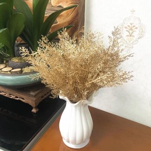 Artificial Plant Gold Silver Leaves Christmas Wedding Party Decorative Fake Plant Flower Floral Diy Ornaments Home Decor