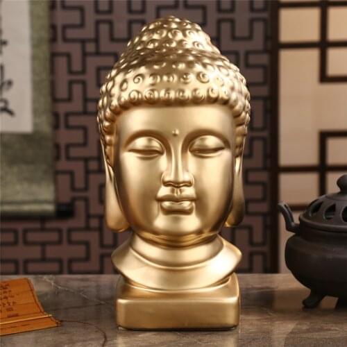 24cm Ceramic Efficacious Gold Buddha Home Family Protection Bless Safe Good Luck Southeast Asia Ornamental Buddha Art Statue