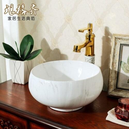 European style above counter basin ceramic marble washbasin bathroom basin art basin household wash basin above counter basin