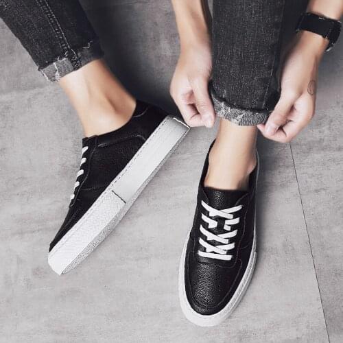 Zapatillas Casual Hombre Mens Shoes Casual Leather Sports For Men Black 2020 Man Male Shoe Leisure Fashion Sneaker Causal