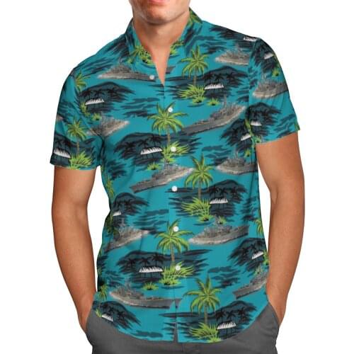 Cool Submarine 3D Beach Hawaiian 2021 Summer Blue Shirt Short Sleeve Shirt Streetwear Oversized 5XL Camisa Social Chemise Homme