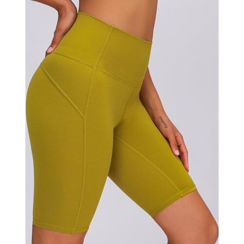 LANTECH Women Yoga Shorts Soft Nylon Fitness Exercise Shorts High Waist Solid Sport Workout Shorts Sportswear Gym Athletic