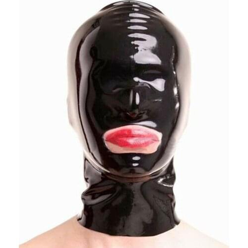 Latex Hood Cover Eyes Handmade Rubber Mask for Catsuit Cosplay Club Wear Costume adult toys