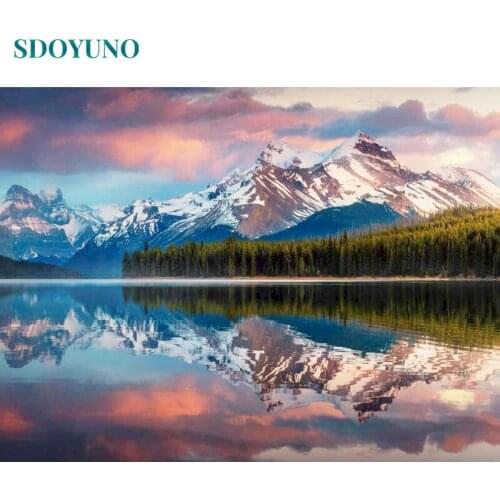 SDOYUNO Oil Painting By Numbers Scenery DIY Paint By Numbers On Canvas 60x75cm Frameless Landscape Hand Painting Home Decor
