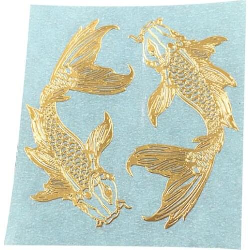 2Pcs/Pair Golden Carp Fish Epoxy Resin Mold Metal Sticker DIY Jewelry Fillings AXYD