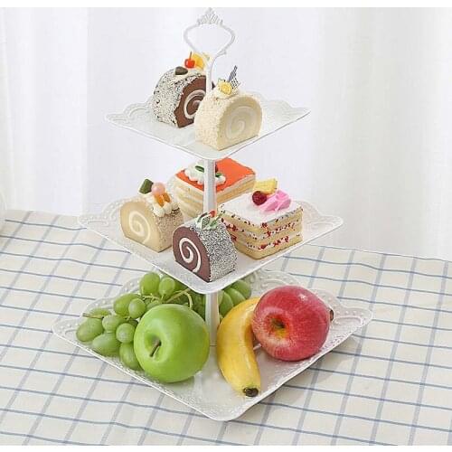 Multi-layer Fruit Plate European Plastic Candy Snack Storage Trays Home Wedding Desk Decorative Dessert Cake Stand Serving Tray