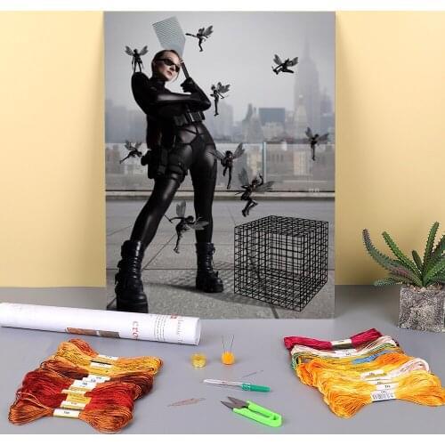 Woman Girl Printed 11CT Cross Stitch Complete Kit Embroidery DMC Threads Handmade Needlework Hobby Sewing Home Decor Stamped