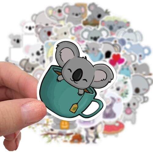 50pcs Cartoon Cute Koala Doodle Stickers Set For Laptop Skateboard Waterproof PVC Stationery Decorative Stickers For Kids Gift