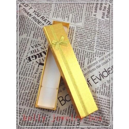 Wholesale 12pcs/lot 20x4x2cm Gold Bowknot Jewelry Box Necklace Bracelet Gift Boxes Cheap Jewelry Display Packaging Box Case