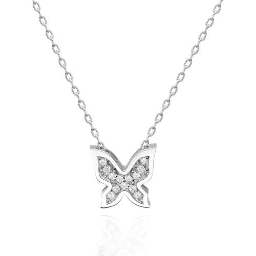 Certified Swarovski Stone Butterfly 925 Silver Necklace