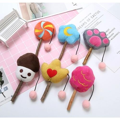 Plush Catnip Toy For Cats Cute Pet Kitten Chewing Toy Rattle-Drum Shaped Stick Cat Toy Rattle-Drum Shaped Cat Teeth Cleaning Toy