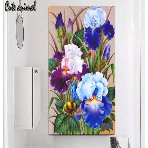 Full Resin diamond painting iris flower Cross Stitch Square round Diamond Mosaic bee Diamond Embroidery Diy handicraft decor art