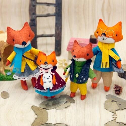 Handmade Kids Toys Gift Lovely Fox Family Felt Non-woven DIY Material Bag Handmade Sewing Cloth Craft Home Decoration Accessorie
