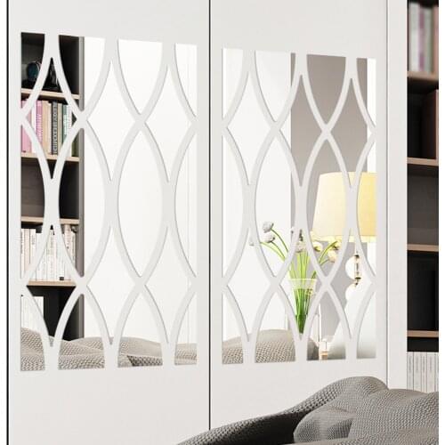 Removable 3D Geometry Acrylic Mirror Wall Sticker DIY Art Wall Sticker Acrylic Mural Decal Home Decorative Mirrors