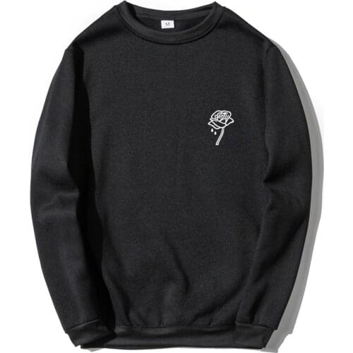 Harajuku Sweatshirt Men Women Japanese Streetwear Hoodie Sweatshirt Autumn Winter Rose flower Print Pullover sudadera hombre