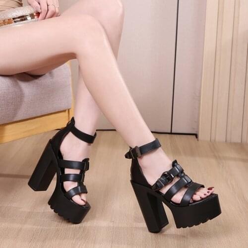 Rome Gladiator Women Shoes New Summer Sandals Thick Bottom Hollow Out Ankle Strap Comfortable Party Sandals Top Quality 14CM