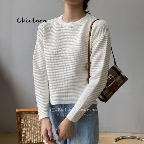 Sweaters For Women 2021 New Spring Autumn Fashion O-neck Solid Long Sleeve Harajuku Pullovers Female Jumper Top