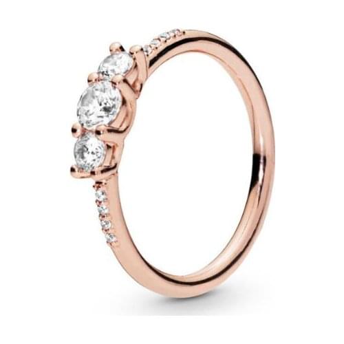 925 Sterling Silver Pan Ring Rose Fairytale Sparkling With Crystal Ring For Women Wedding Engagement Fashion Jewelry