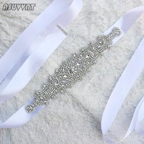 Bride Bridesmaid Crystal Flowers Wedding Sash Belt Rhinestone Waistband Satin Belts Cummerbund For Women Party Soiree Dress
