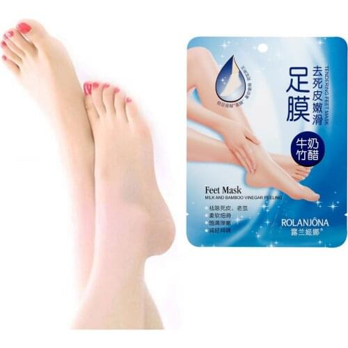1pair Peeling Feet Mask Milk Bamboo Vinegar Remove Dead Skin Foot Skin Exfoliating Pedicure Baby Feet Masks Heel Foot Care Mask