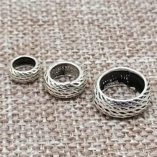 925 Sterling Silver Tire Donut Beads Large Hole Spacers for Bracelet 6mm 8mm 10.5mm
