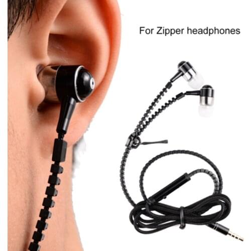 100PCS/LOT DHL Free Shipping Zipper Earphone 3.5mm In-ear Earphones With Microphone Cremallera Headset Drop Shipping