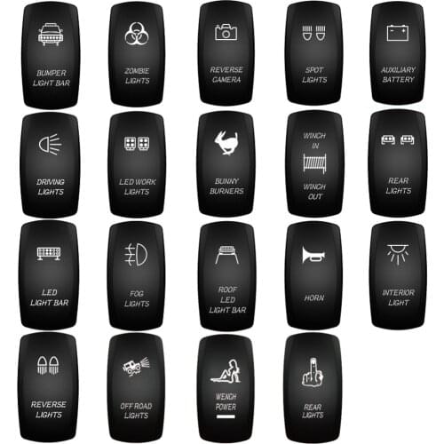 12V/24V Car Boat Rocker Switches Waterproof 5 PIN ON-OFF Toggle Switch Blue LED for ARB/CARLING/NARVA/4x4