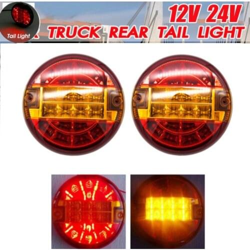 2Pcs Car LED Headlight Tail Light Waterproof IP65 Rear Brake Lamps Turn Signal Lamp Round Lamps For Car Lorry Truck Van Trailer