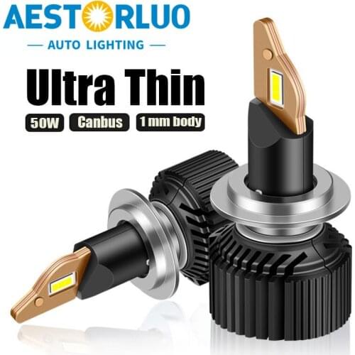 2pcs Error Free P1 Led Headlight 50W 1mm Canbus Led Bulbs Turbo Led Lamp Lens Car Light H7 H4 H11 9005 9006 H1 For Car 6000K