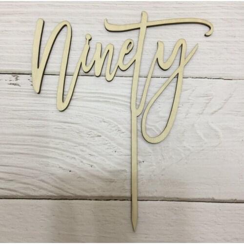 20pcs ninety years wood happy birthday cake topper